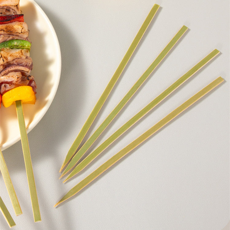 Bamboo Disposables | Green Bamboo Flat Yakitori Skewers – Food Grade Disposable BBQ Sticks | Wholesale EXW Prices