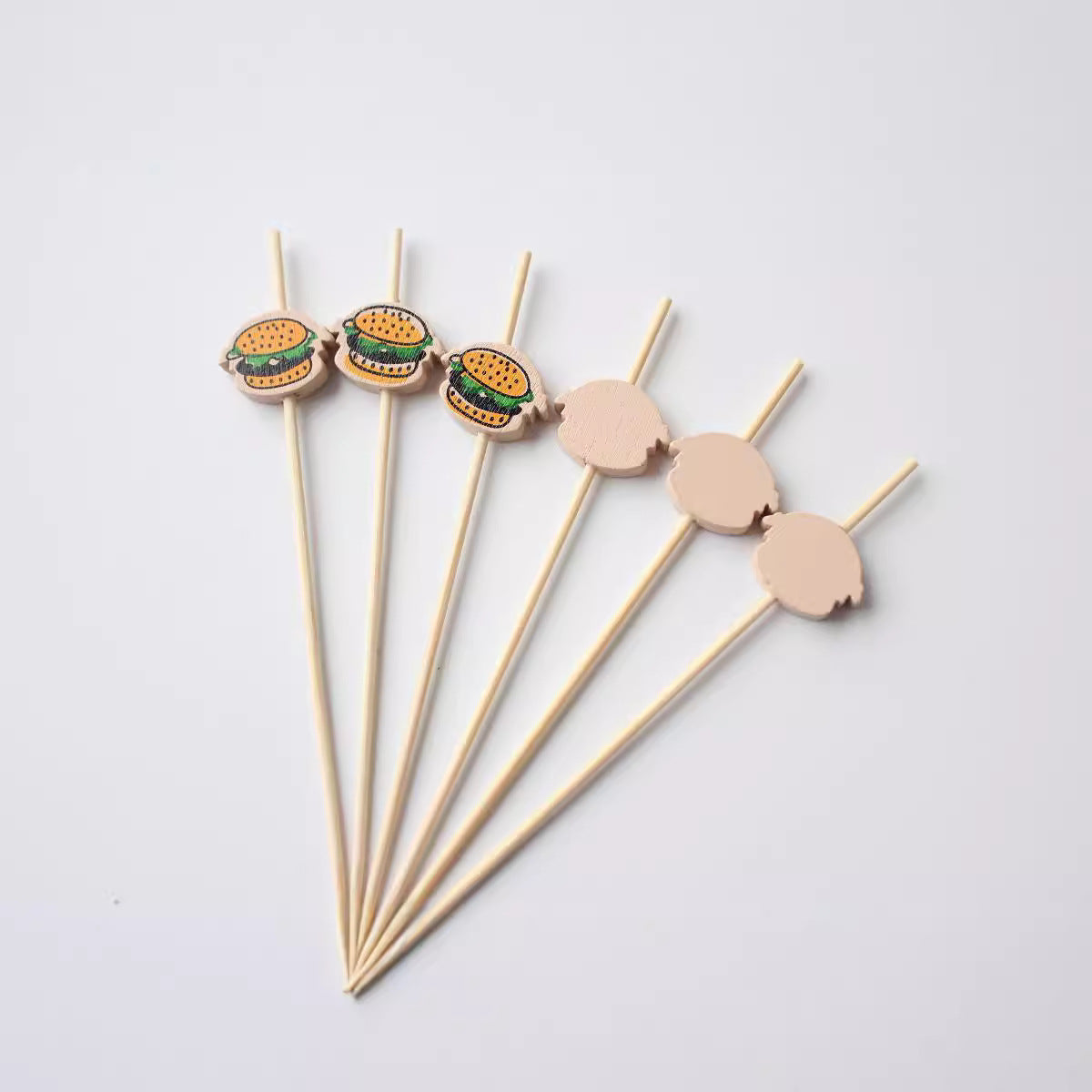 Confezione da 100 stuzzicadenti in bambù per hamburger a forma di cartone animato, 12 cm/9 cm | Disegni con testa di gatto e orso | Stuzzicadenti per cocktail, stuzzicadenti per cibo, spiedini per antipasti e dessert | Prezzi all'ingrosso EXW