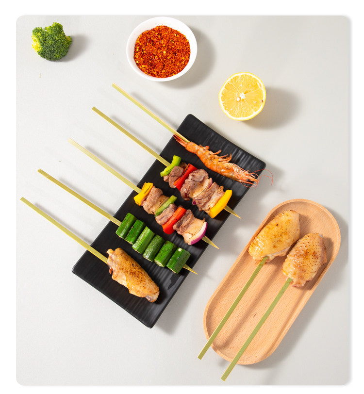 Bamboo Disposables | Green Bamboo Flat Yakitori Skewers – Food Grade Disposable BBQ Sticks | Wholesale EXW Prices