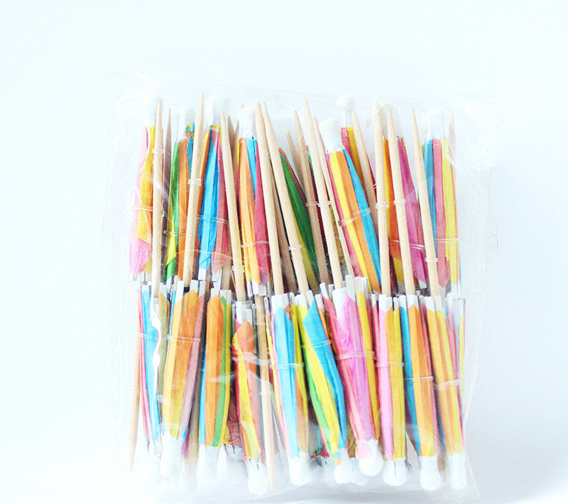 10 cm Einweg-Cocktailschirmchen &amp; Obstspieße (Großpackung) | Getränkeschirmchen aus Bambuspapier, verschiedene Farben | Großhandelspreise (EXW)