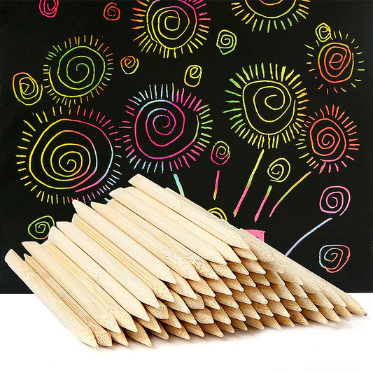 Lot de 10 000 pièces | Prix EXW | Stylet à gratter en bambou – Outil de dessin à gratter pour enfants, idéal pour le papier à gratter, les feuilles de dessin cirées et les projets créatifs de bricolage.