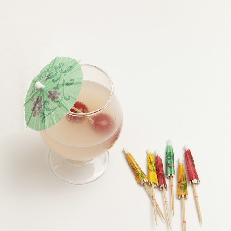 10 cm Einweg-Cocktailschirmchen &amp; Obstspieße (Großpackung) | Getränkeschirmchen aus Bambuspapier, verschiedene Farben | Großhandelspreise (EXW)