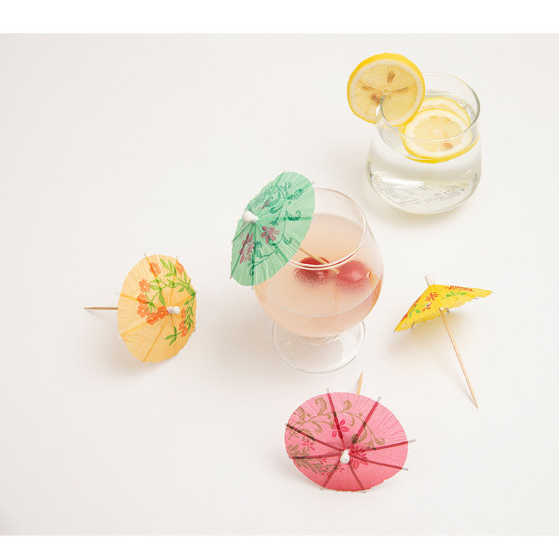 10 cm Einweg-Cocktailschirmchen &amp; Obstspieße (Großpackung) | Getränkeschirmchen aus Bambuspapier, verschiedene Farben | Großhandelspreise (EXW)