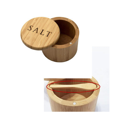 Bamboo Kitchenware | Bamboo Spice Jars & Containers | Eco-Friendly Bamboo Salt Cellar & Spice Jar with Spoon – Custom Laser Logo Wholesale