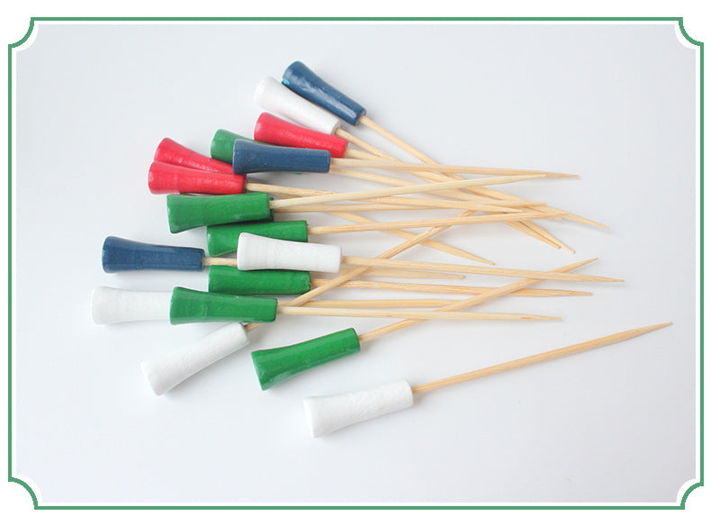 12cm Golf Tee Style Bamboo Fruit & Cocktail Picks – 100pcs/Bag | Prices per 10,000pcs | Wholesale EXW Prices