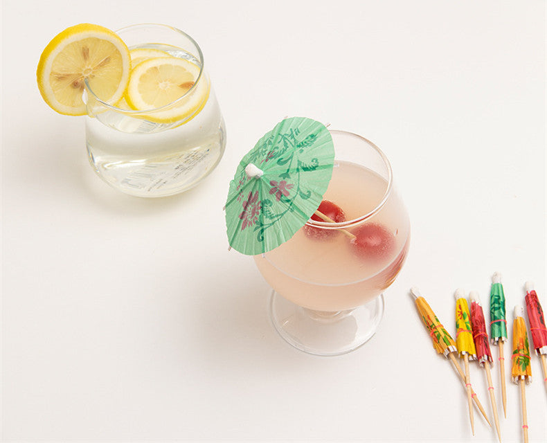 10 cm Einweg-Cocktailschirmchen &amp; Obstspieße (Großpackung) | Getränkeschirmchen aus Bambuspapier, verschiedene Farben | Großhandelspreise (EXW)