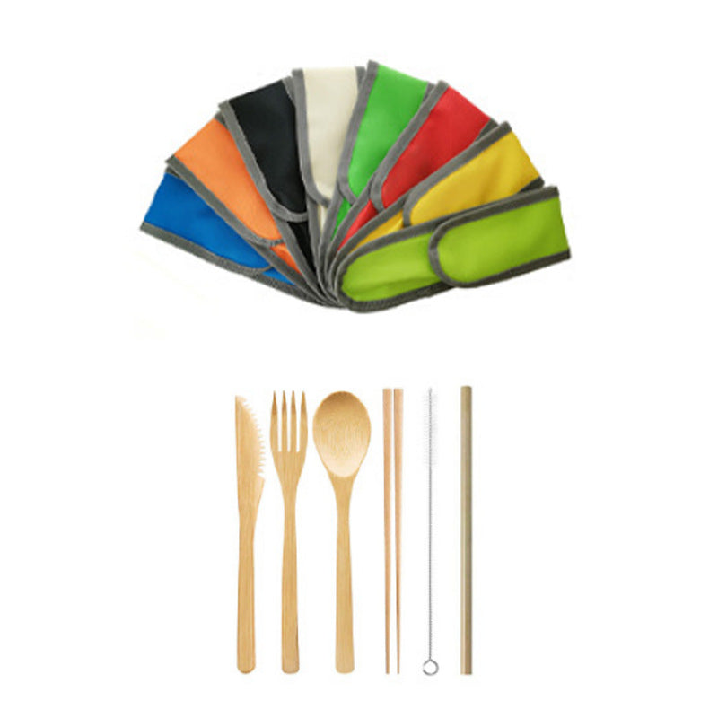 Bamboo Tableware | Reusable Bamboo Cutlery | 6-Piece Bamboo Utensils Set with Travel Case – Knife, Fork, Spoon, Chopsticks, Straw & Brush Wholesale