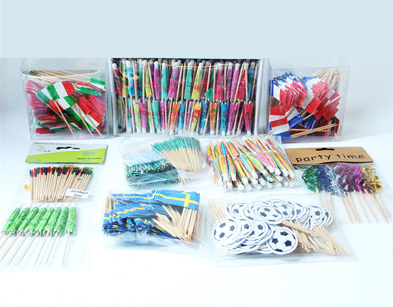 10 cm Einweg-Cocktailschirmchen &amp; Obstspieße (Großpackung) | Getränkeschirmchen aus Bambuspapier, verschiedene Farben | Großhandelspreise (EXW)