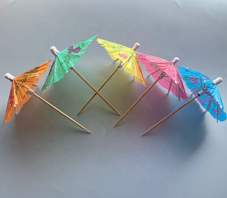 10 cm Einweg-Cocktailschirmchen &amp; Obstspieße (Großpackung) | Getränkeschirmchen aus Bambuspapier, verschiedene Farben | Großhandelspreise (EXW)