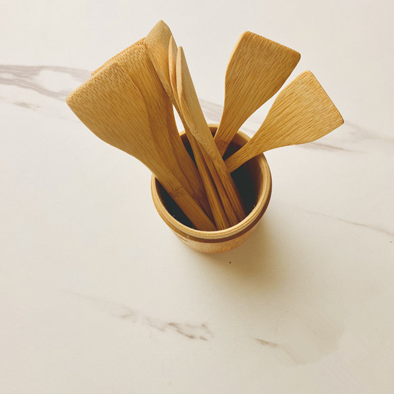 Bamboo Kitchenware | Bamboo Cooking Utensils | Eco-Friendly Bamboo Kitchen Utensils – 10 Types, 30×6cm Cooking Tools, 6-Piece Set Wholesale