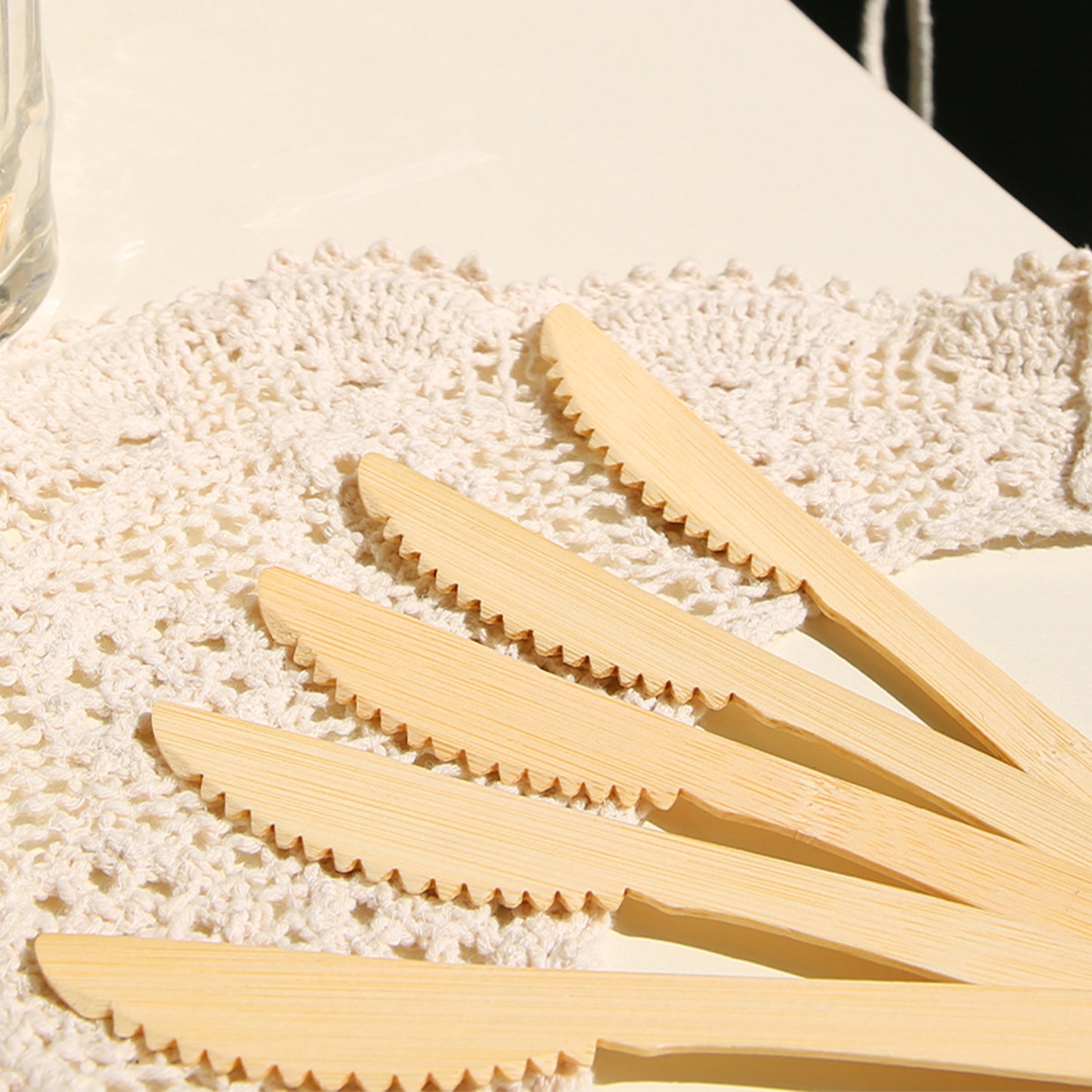 Set di coltelli in bambù al 100% - 100 utensili ecologici (100 coltelli compostabili) | Posate in bambù riutilizzabili o monouso | Posate compostabili per matrimoni, campeggio, feste | Prezzo all'ingrosso EXW