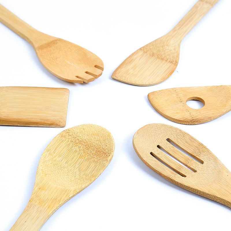 Bamboo Kitchenware | Bamboo Cooking Utensils | Eco-Friendly Bamboo Kitchen Utensils – 10 Types, 30×6cm Cooking Tools, 6-Piece Set Wholesale
