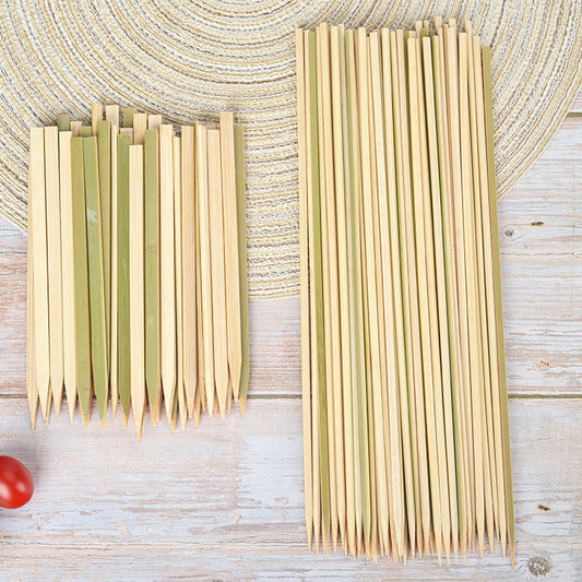 Bamboo Disposables | Green Bamboo Flat Yakitori Skewers – Food Grade Disposable BBQ Sticks | Wholesale EXW Prices