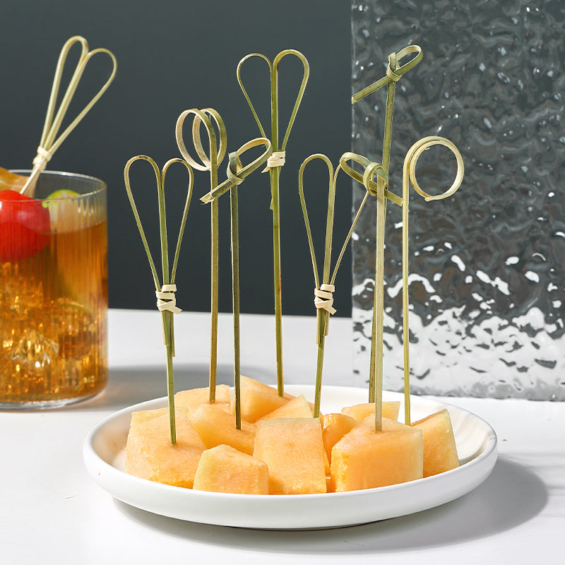 Deliver to door | 10,000pcs Bamboo Finger Picks/Knot Picks/Heart Shape Picks – 100% Natural Skewers for Appetizers, Cocktails & Catering