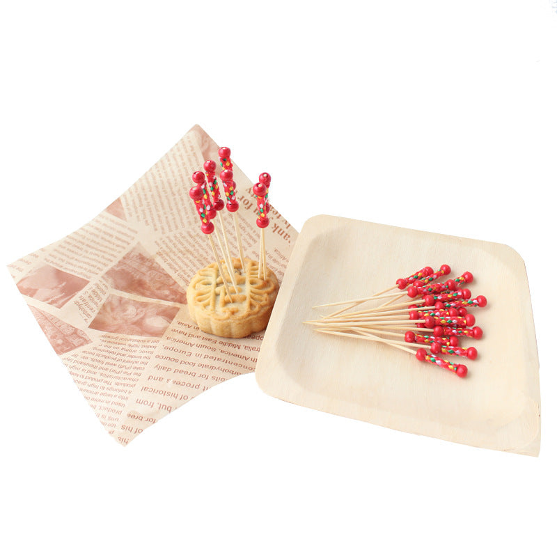 Stuzzicadenti in bambù intrecciato con doppia perlina da 12 cm | Spiedini decorativi per cocktail e cibo | Confezione da 100 pezzi | Prezzi EXW all'ingrosso
