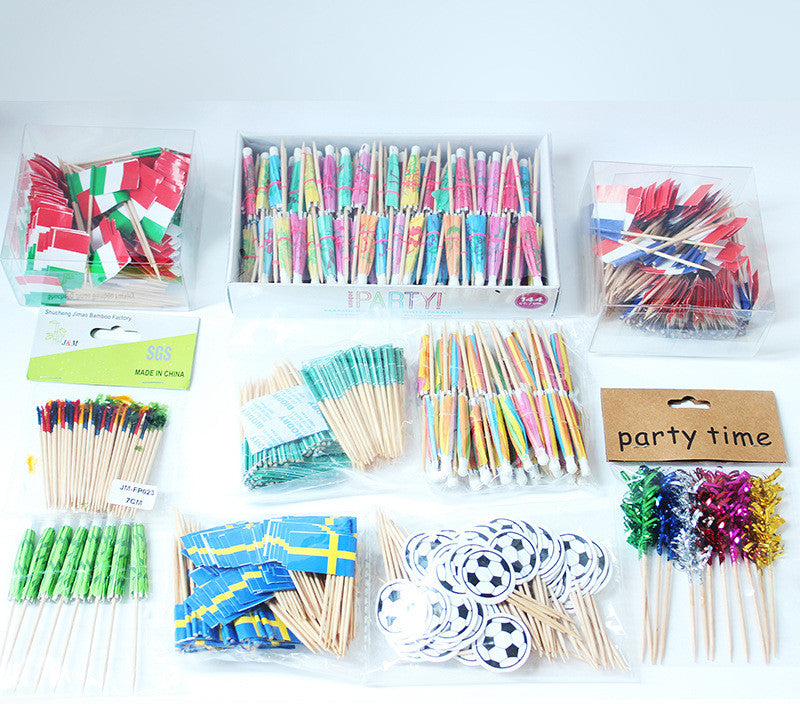 10 cm Einweg-Cocktailschirmchen &amp; Obstspieße (Großpackung) | Getränkeschirmchen aus Bambuspapier, verschiedene Farben | Großhandelspreise (EXW)