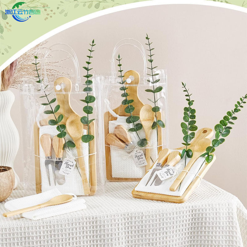 Bamboo Tableware | Bamboo Cheese & Serving Trays | Eco-Friendly Rectangular Bamboo Cheese Tray Gift Set with Accessories – Wholesale