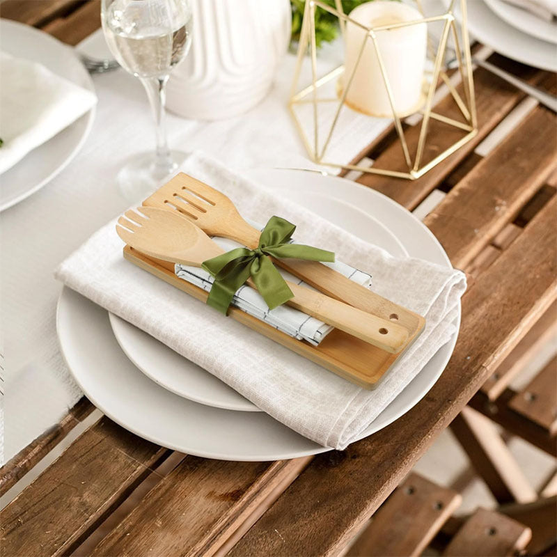 Bamboo Tableware | Bamboo Cheese & Serving Trays | Eco-Friendly Rectangular Bamboo Cheese Tray Gift Set with Accessories – Wholesale