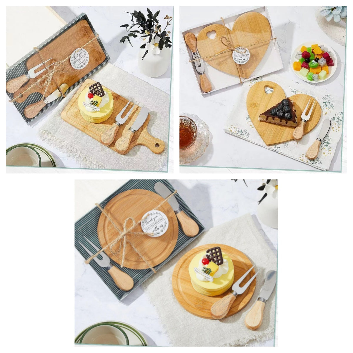Mini-Käsebrett &amp; Messer-Geschenkset aus Bambus – Umweltfreundliche Servierbretter für Hochzeiten &amp; Events | Großhandelspreise ab Werk