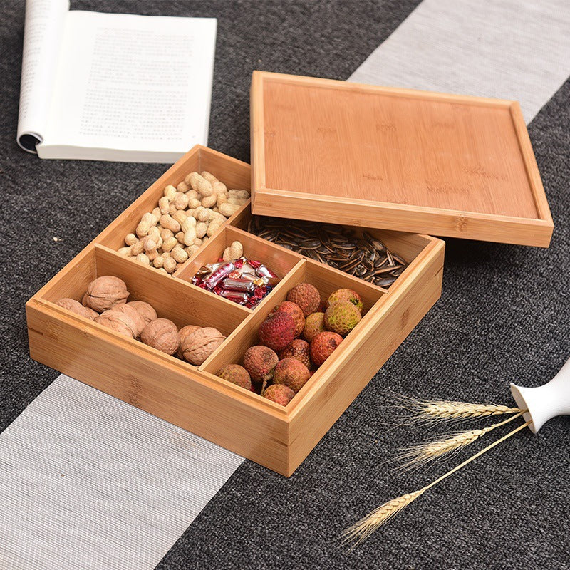Bamboo Homeware | Bamboo Snack & Candy Boxes | Compartment Bamboo Nut & Sweets Gift Box with Lid or Handle – Wholesale