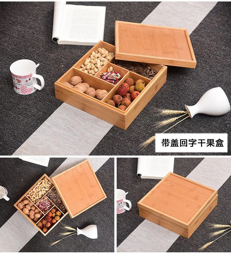 Bamboo Homeware | Bamboo Snack & Candy Boxes | Compartment Bamboo Nut & Sweets Gift Box with Lid or Handle – Wholesale