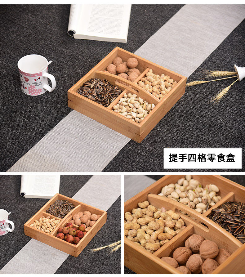 Bamboo Homeware | Bamboo Snack & Candy Boxes | Compartment Bamboo Nut & Sweets Gift Box with Lid or Handle – Wholesale