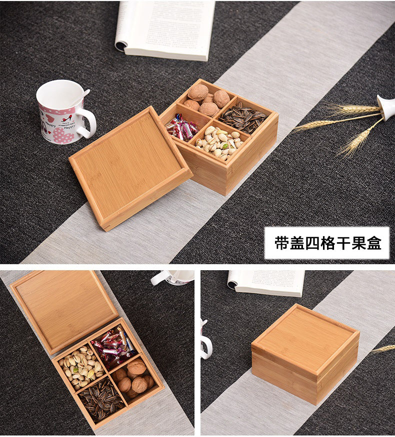 Bamboo Homeware | Bamboo Snack & Candy Boxes | Compartment Bamboo Nut & Sweets Gift Box with Lid or Handle – Wholesale