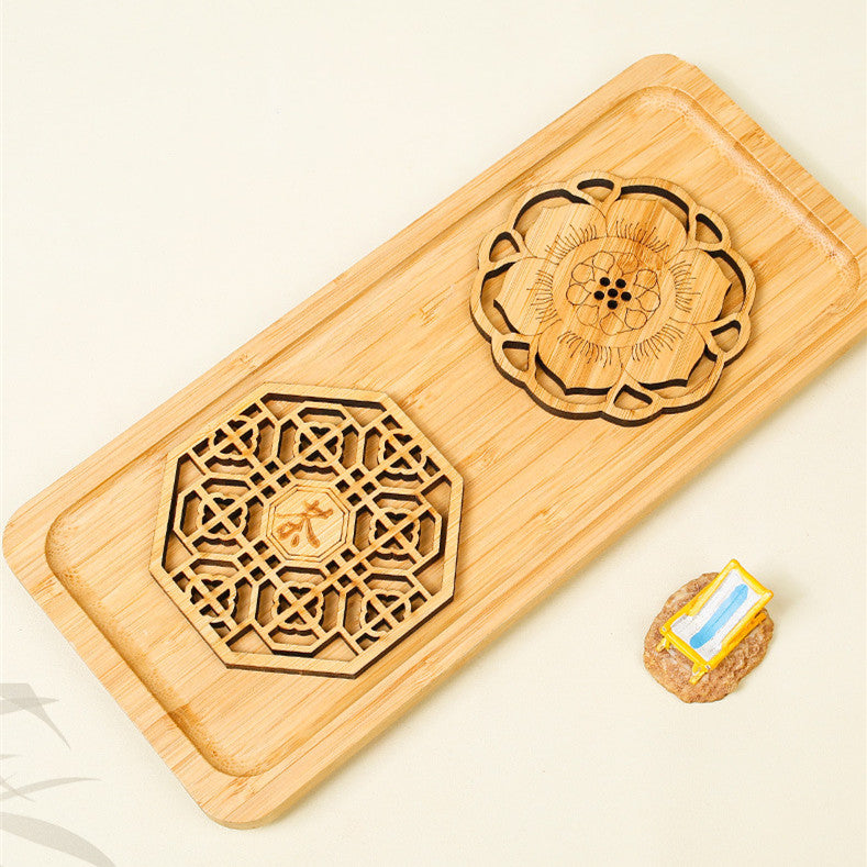 Orientalische Bambus-Teeuntersetzer – Chinesisches Design mit Ausschnitten (Knoten/Knospe/Lotus/Teereim) | Umweltfreundliches Kung-Fu-Teezubehör | Großhandelspreise ab Werk