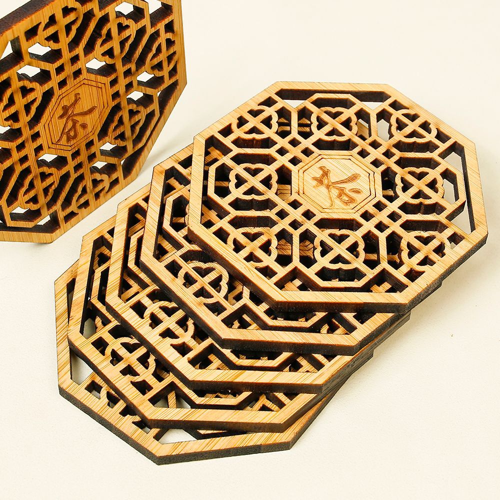 Orientalische Bambus-Teeuntersetzer – Chinesisches Design mit Ausschnitten (Knoten/Knospe/Lotus/Teereim) | Umweltfreundliches Kung-Fu-Teezubehör | Großhandelspreise ab Werk