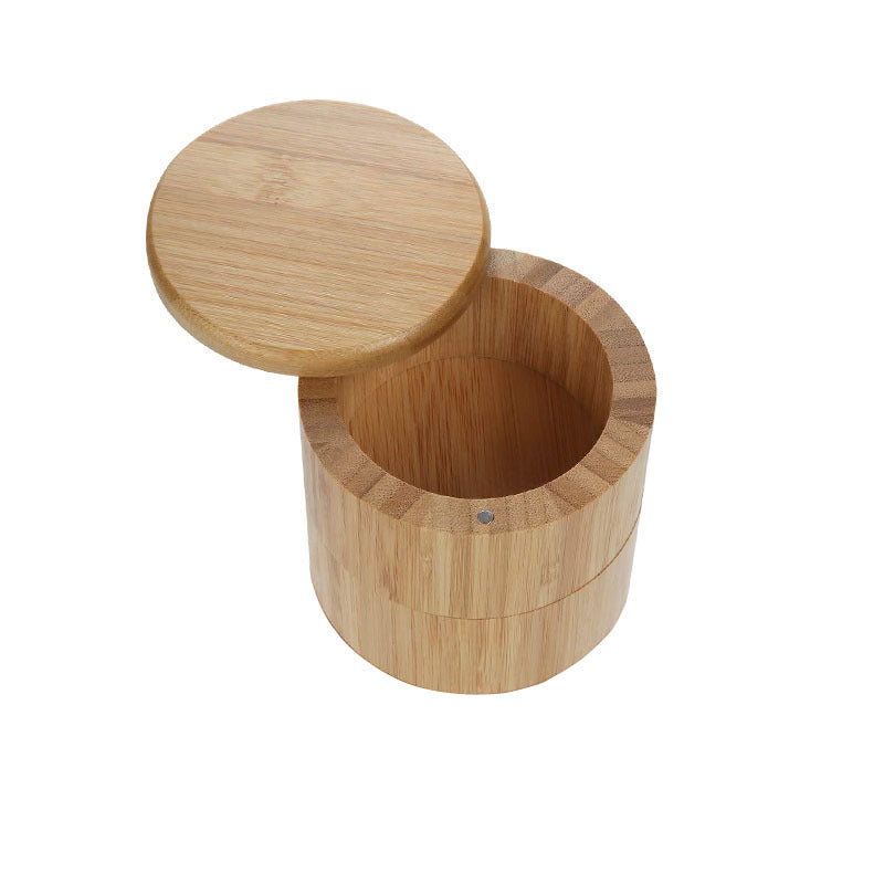 Bamboo Kitchenware | Bamboo Spice Jars & Containers | Eco-Friendly Bamboo Salt Cellar & Spice Jar with Spoon – Custom Laser Logo Wholesale