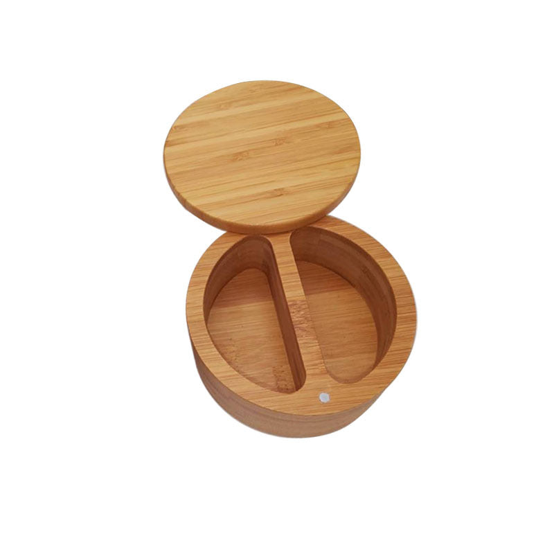 Bamboo Kitchenware | Bamboo Spice Jars & Containers | Eco-Friendly Bamboo Salt Cellar & Spice Jar with Spoon – Custom Laser Logo Wholesale