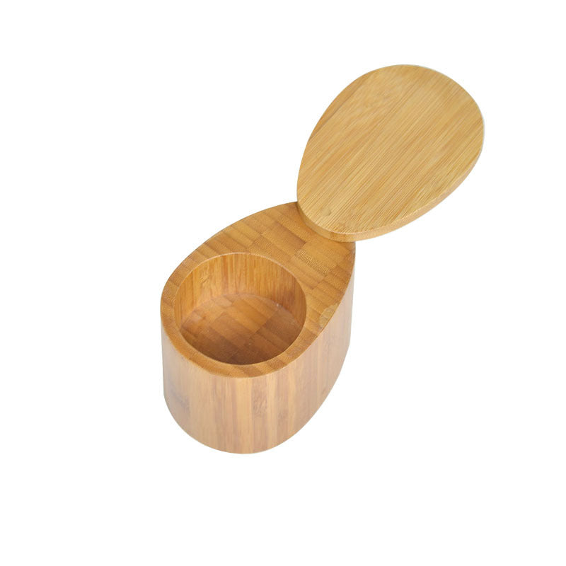 Bamboo Kitchenware | Bamboo Spice Jars & Containers | Eco-Friendly Bamboo Salt Cellar & Spice Jar with Spoon – Custom Laser Logo Wholesale