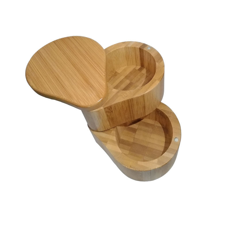 Bamboo Kitchenware | Bamboo Spice Jars & Containers | Eco-Friendly Bamboo Salt Cellar & Spice Jar with Spoon – Custom Laser Logo Wholesale