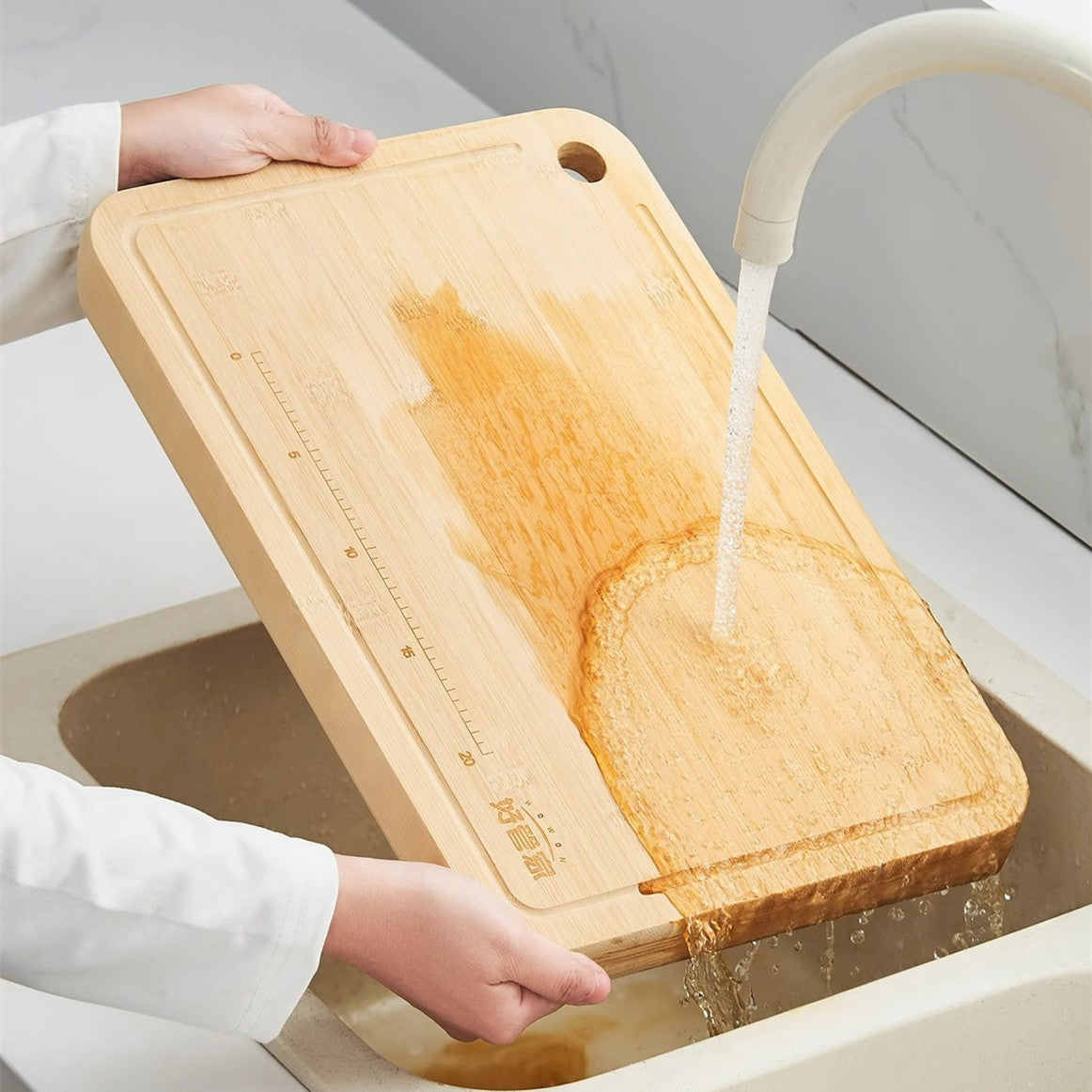 Bamboo Kitchenware | Bamboo Cutting Boards | Extra Thick Antibacterial Bamboo Cutting Board with Measurement Scale & Hanging Hole Wholesale