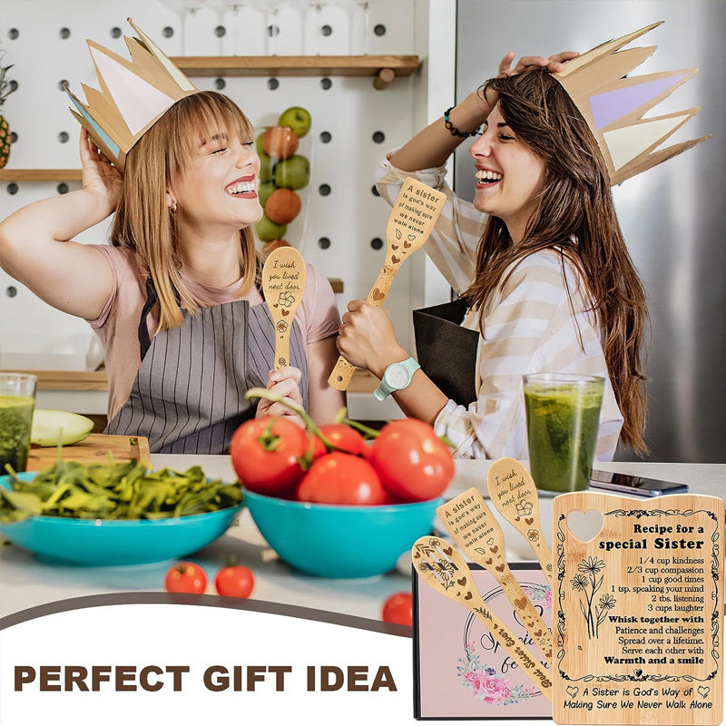 Bamboo Kitchenware | Bamboo Cutting Boards & Gift Sets | Laser Engraved Heart-Shaped Bamboo Cutting Board & Utensil Set – Creative Kitchen Gift Wholesale