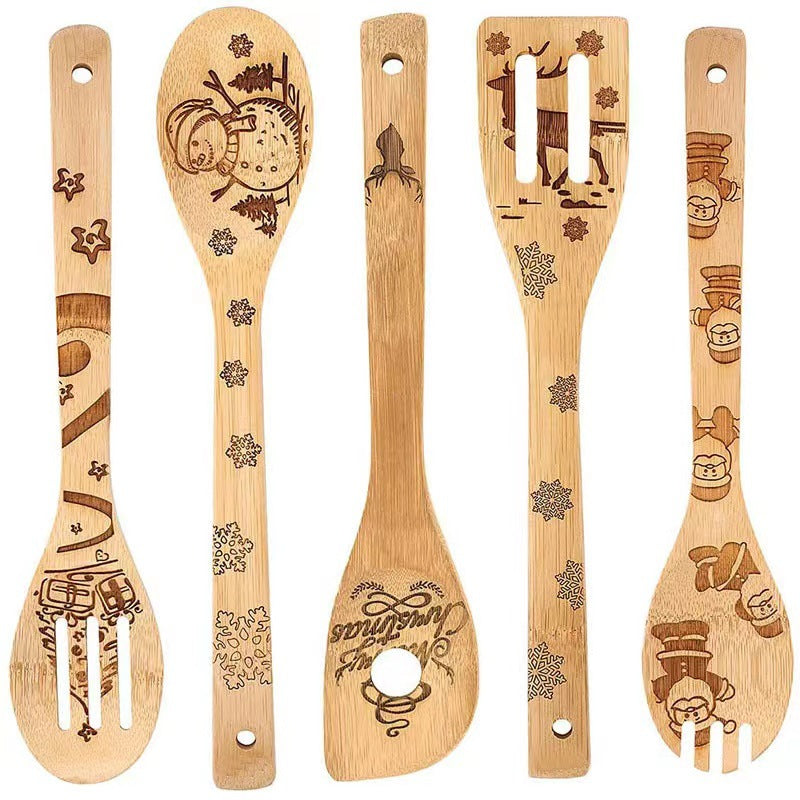 Lasergeätztes Bambusspatel-Set | Umweltfreundliche Bambus-Küchenutensilien mit individuellen Designs | Großhandelspreise ab Werk