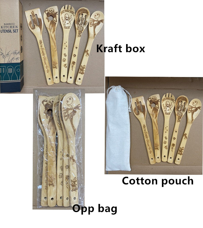 Lasergeätztes Bambusspatel-Set | Umweltfreundliche Bambus-Küchenutensilien mit individuellen Designs | Großhandelspreise ab Werk