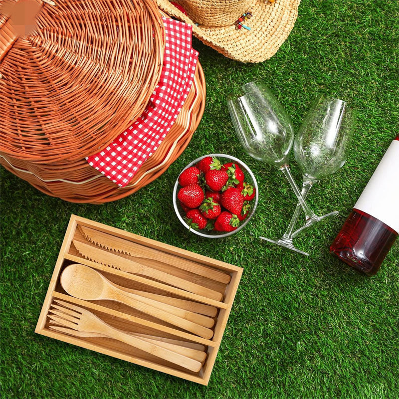Bamboo Tableware | Reusable Bamboo Cutlery | 12pcs × 20 Cases Bamboo Flatware Set with Storage Case – Wholesale