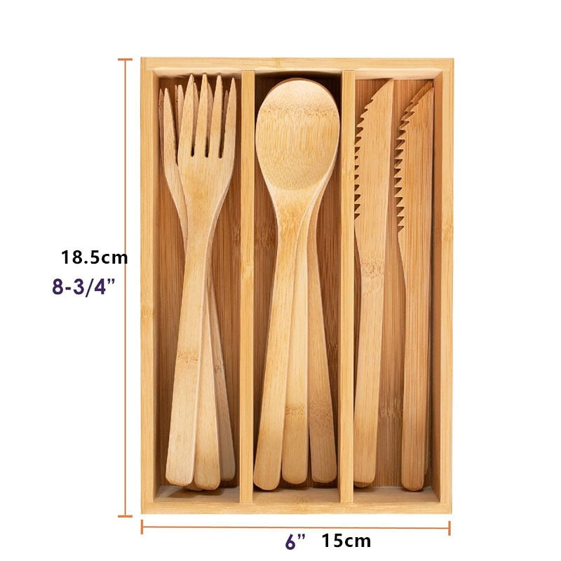 Bamboo Tableware | Reusable Bamboo Cutlery | 12pcs × 20 Cases Bamboo Flatware Set with Storage Case – Wholesale