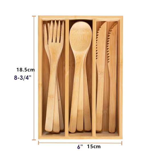 Bamboo Tableware | Reusable Bamboo Cutlery | 12pcs × 20 Cases Bamboo Flatware Set with Storage Case – Wholesale