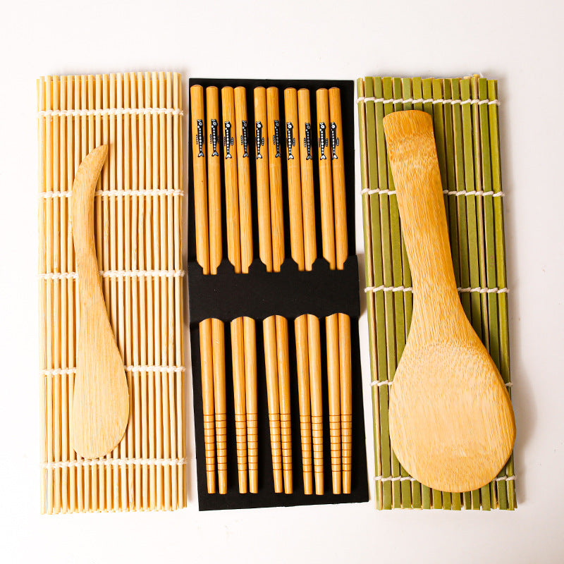 Bamboo Kitchenware | Bamboo Sushi & Rolling Mats | Eco-Friendly Bamboo Sushi Rolling Mat Set – White & Green Skin, Non-Stick, Durable Wholesale
