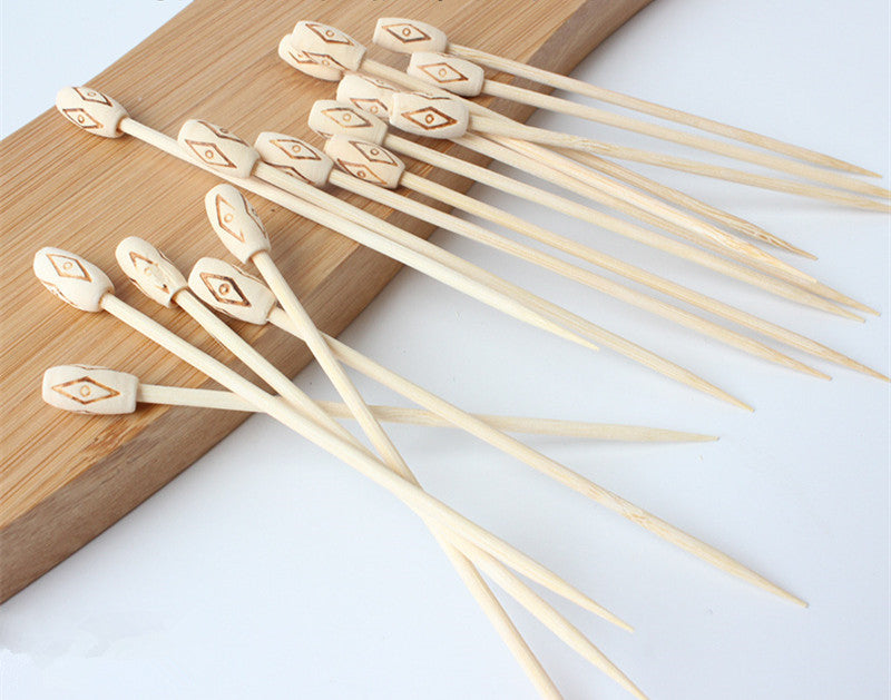 12cm & 9cm & 15cm | Pack of 100pcs | Decorative Drum-Bead Bamboo Cocktail Picks | Eco-Friendly Food, Fruit, Dessert & Appetizer Skewers | Wholesale EXW Prices