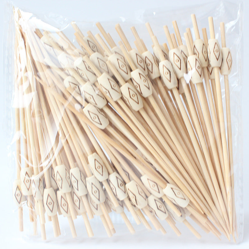 12cm & 9cm & 15cm | Pack of 100pcs | Decorative Drum-Bead Bamboo Cocktail Picks | Eco-Friendly Food, Fruit, Dessert & Appetizer Skewers | Wholesale EXW Prices