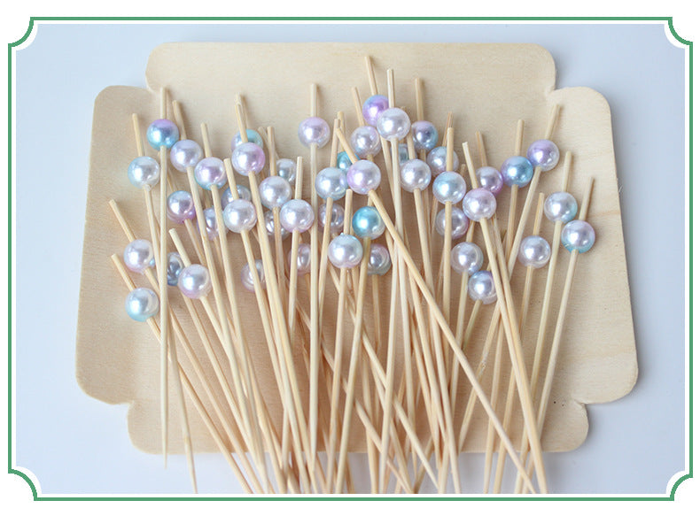 Brochettes en bambou nacré de 12 cm (100 pièces) – Blanc, rose, bleu, assorties et dégradées | Piques écologiques pour aliments, cocktails, fruits et desserts | Prix de gros EXW