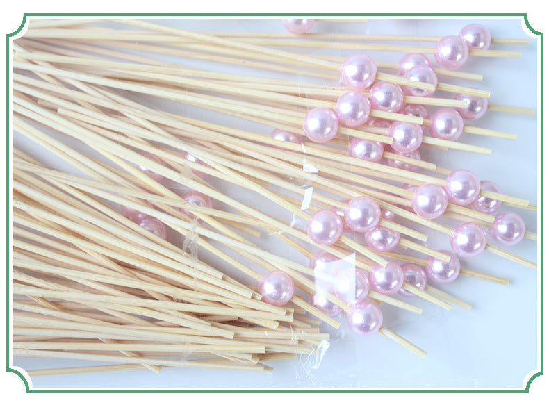 Brochettes en bambou nacré de 12 cm (100 pièces) – Blanc, rose, bleu, assorties et dégradées | Piques écologiques pour aliments, cocktails, fruits et desserts | Prix de gros EXW