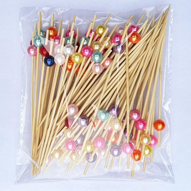 12 cm lange, farbige Kunststoff-Perl-Bambusspieße, 100er-Packung | Cocktailspieße, Speisenspieße, Obstspieße, Dessert- und Vorspeisenspieße (14 Farben) | Großhandelspreise ab Werk
