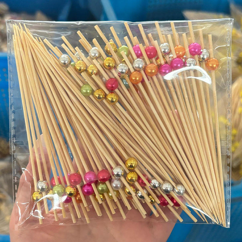 12 cm lange, farbige Kunststoff-Perl-Bambusspieße, 100er-Packung | Cocktailspieße, Speisenspieße, Obstspieße, Dessert- und Vorspeisenspieße (14 Farben) | Großhandelspreise ab Werk