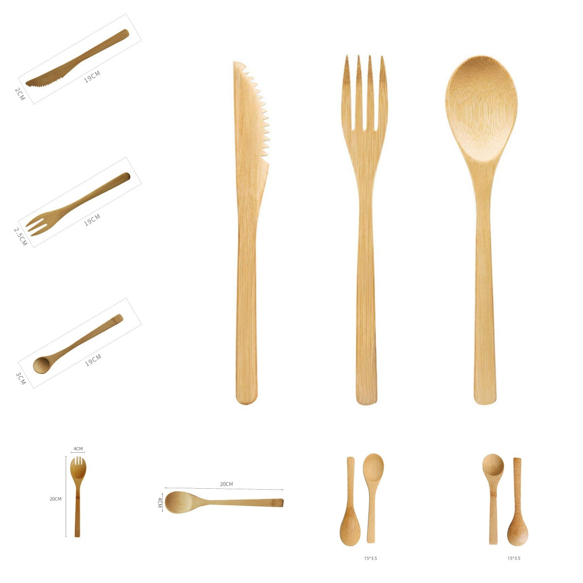 Bamboo Tableware | Reusable Bamboo Cutlery | Eco-Friendly Bamboo Utensils Set – Knife, Fork, Spoon & Spork for Sustainable Travel & Dining Wholesale EXW