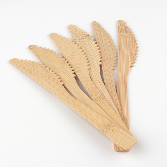 Set di coltelli in bambù al 100% - 100 utensili ecologici (100 coltelli compostabili) | Posate in bambù riutilizzabili o monouso | Posate compostabili per matrimoni, campeggio, feste | Prezzo all'ingrosso EXW