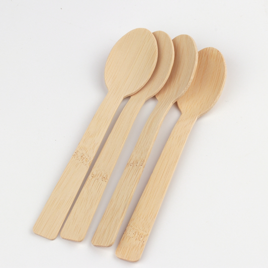 Set di cucchiai in bambù al 100% - Posate biodegradabili (100 cucchiaini in bambù) | Posate per feste riutilizzabili o usa e getta | Posate compostabili per matrimoni, campeggio, feste | Prezzo all'ingrosso EXW